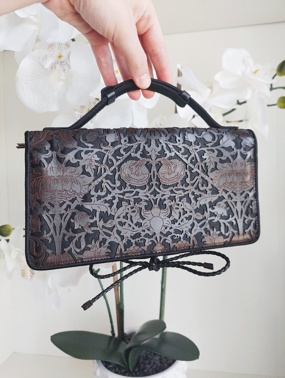 Bottega Veneta Floral Leather Cutwork Clutch Bag